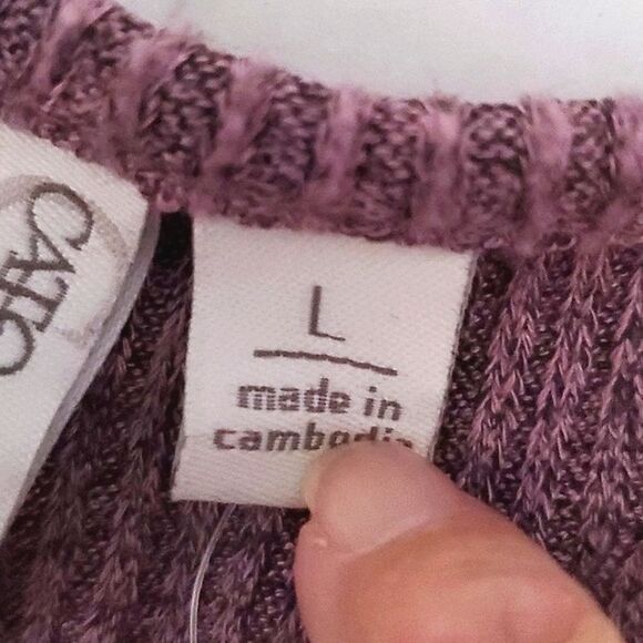 CATO Maroon Pleated Long Sleeve Buttomed Cuffs Ribbed Knit Relaxed Tunic Top - Picture 11 of 13